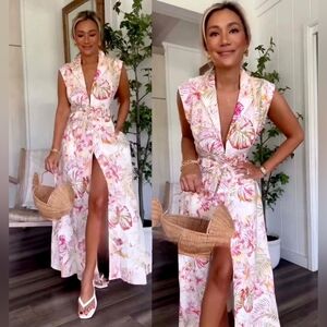 Zara Printed Linen Midi Dress